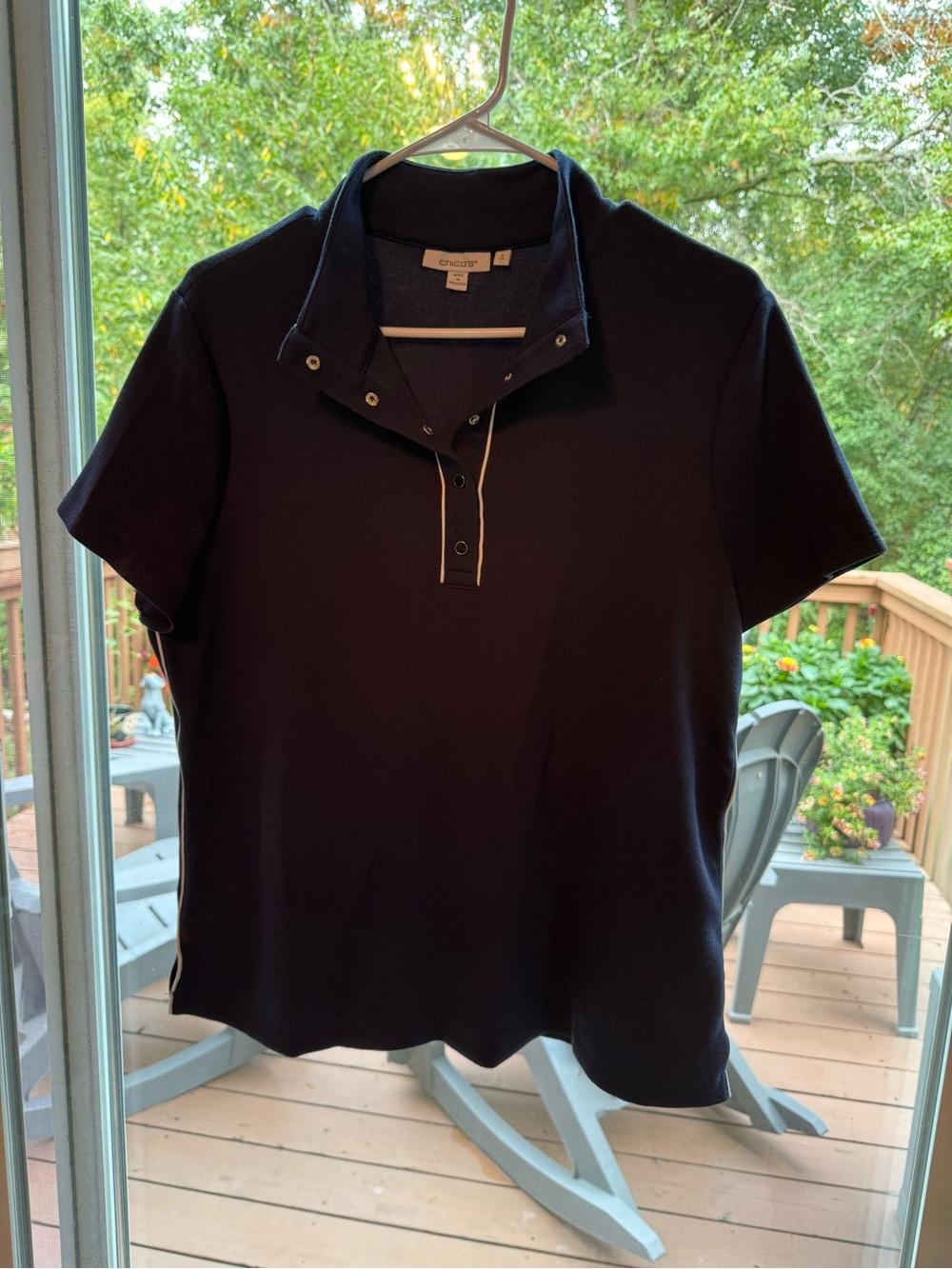 Chico's Two Piece Navy Short-Sleeve Polo Top with Skort